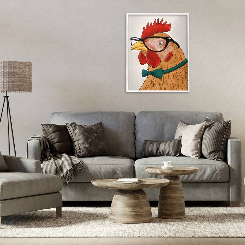 Stupell Funny Hipster Rooster Framed Giclee Art Design By Marcus Prime