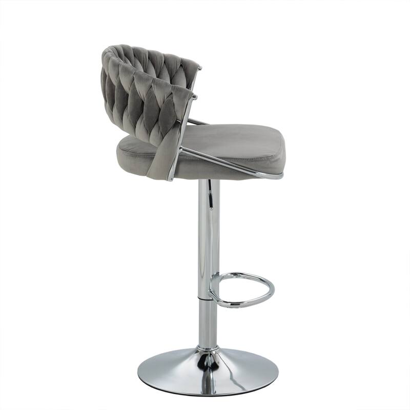 Modern Velvet Counter Bar Stools with Backs(Set of 2)