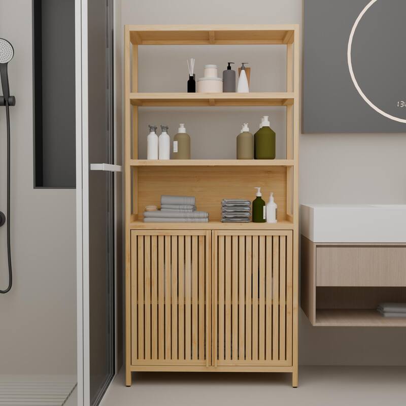 38-Inch Tall Double-Door High-Capacity Multi-Scene Use Storage Rack - Natural