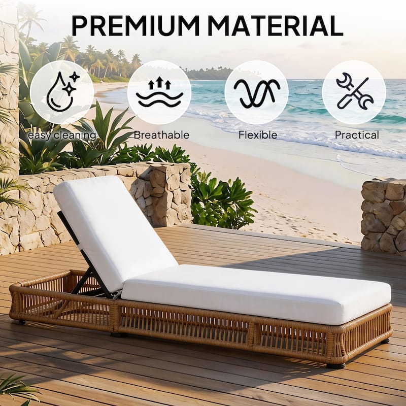 Adjustable Backrest Outdoor Chaise Lounge Chair Patio Pool Lounger