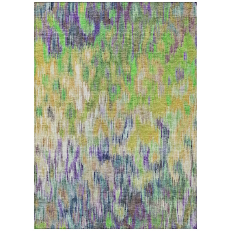Machine Washable Indoor/Outdoor Modern Watercolor Chantille Rug