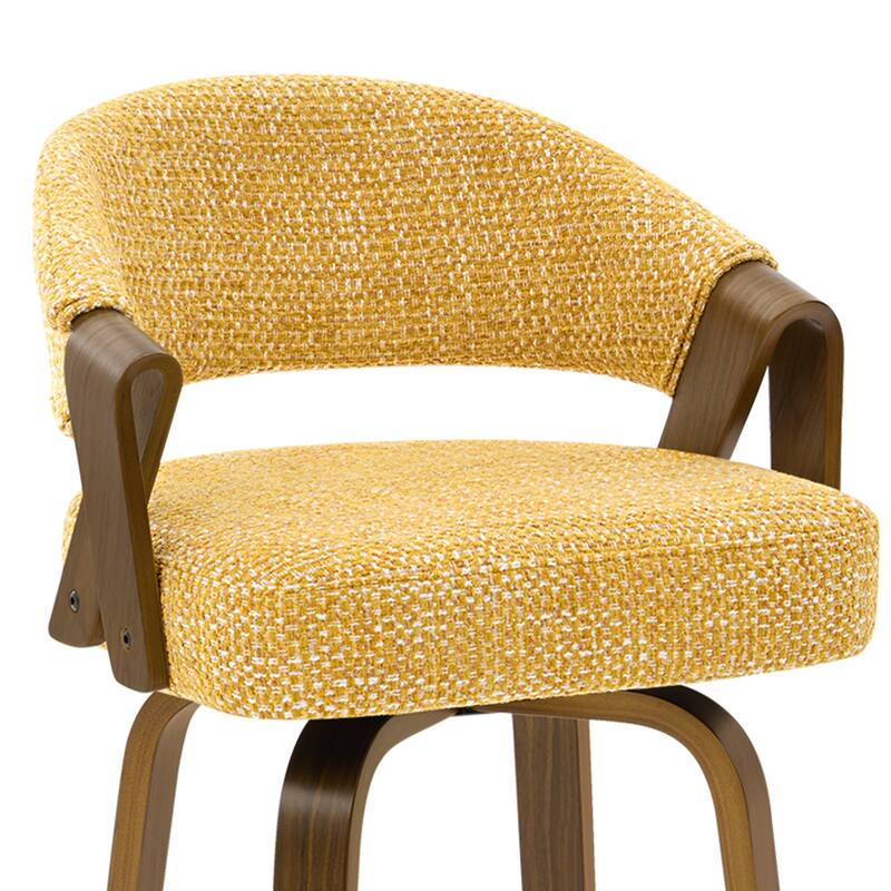 Mid-Century Upholstered Swivel Bar Stool/ Counter Stools with Curved Back - 37.5"H x 20.9"W x 19.9"D