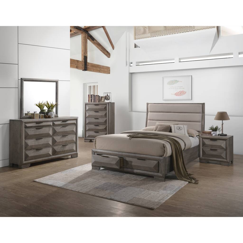 Carter 4 Piece Bedroom Set - Queen Bed ,Dresser ,Mirror, Nightstand