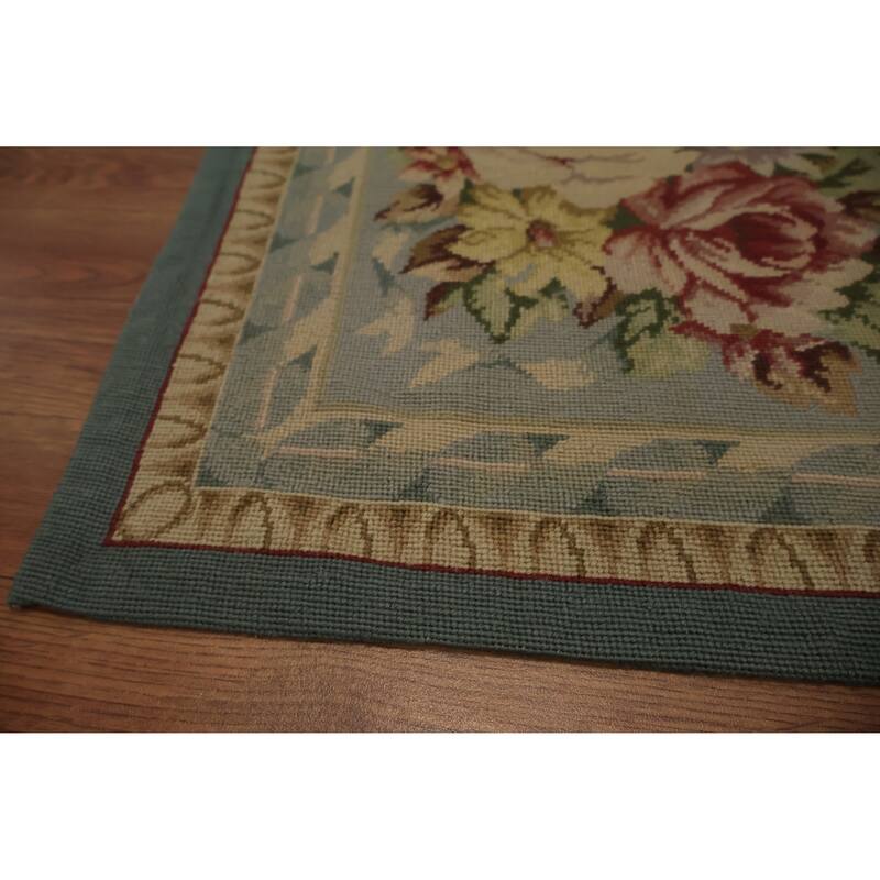 Hand Woven Oriental 100% Wool Carpet Traditional Floral Green Tabatabaei Area Rug - 7' 5'' X 4' 7''
