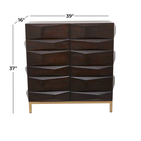 dimension image slide 1 of 2, Contemporary Dark Brown Geometric Designed Wood Cabinet and Dresser Collection