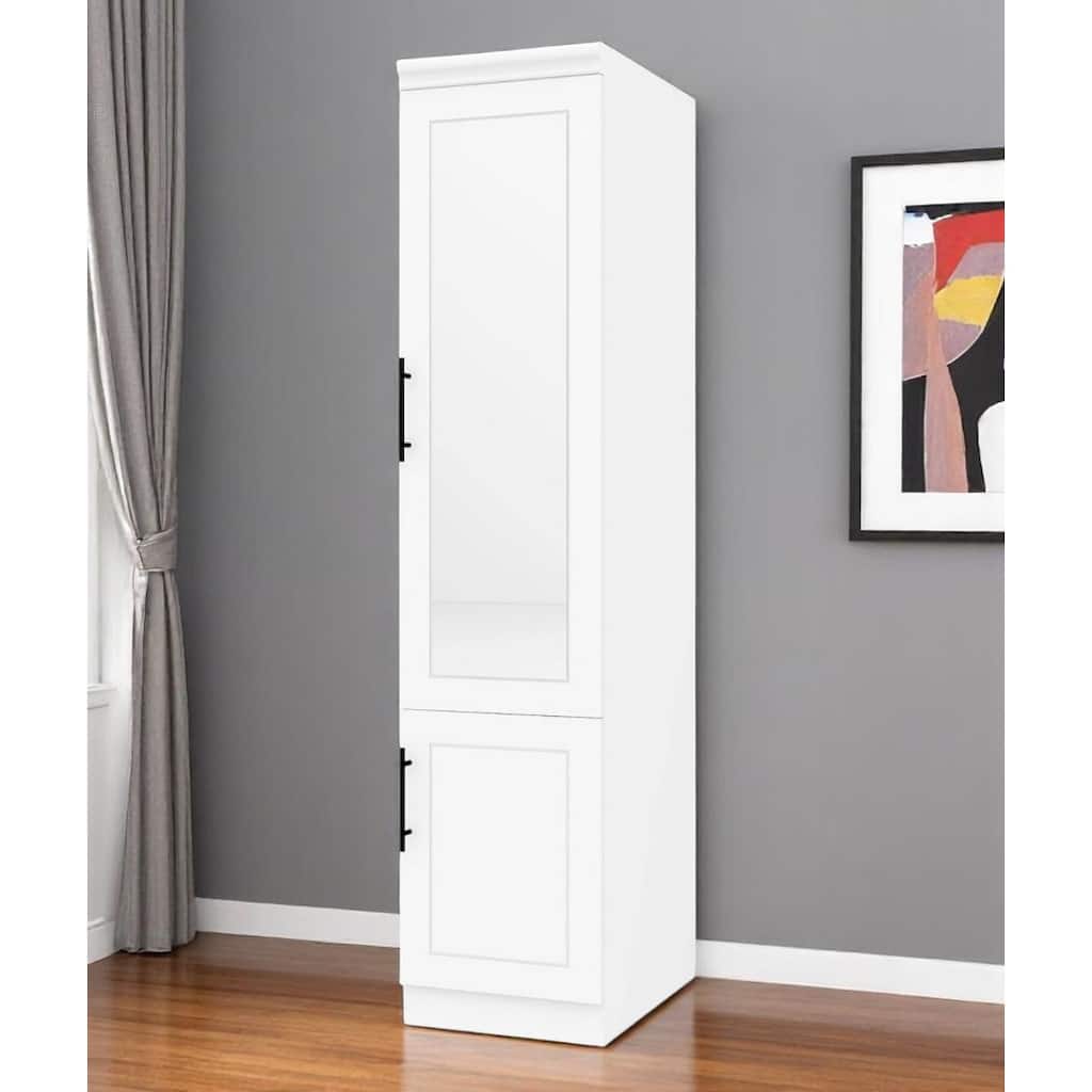 HomeRoots 71" White Wood Mirrored Two Door Combo Dresser