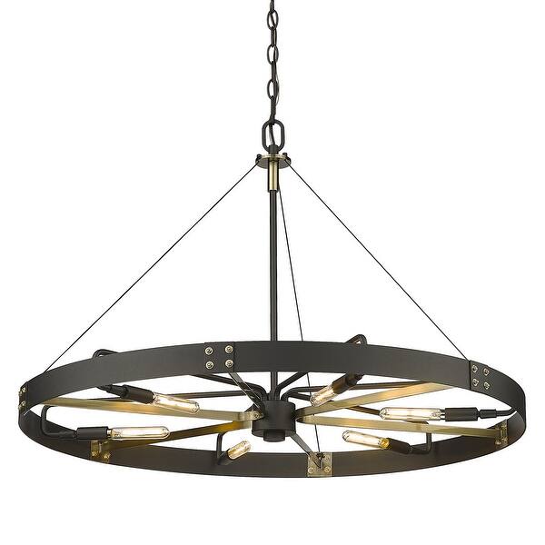 slide 2 of 10, Vaughn Large Pendant Natural Black with Aged Brass Accents