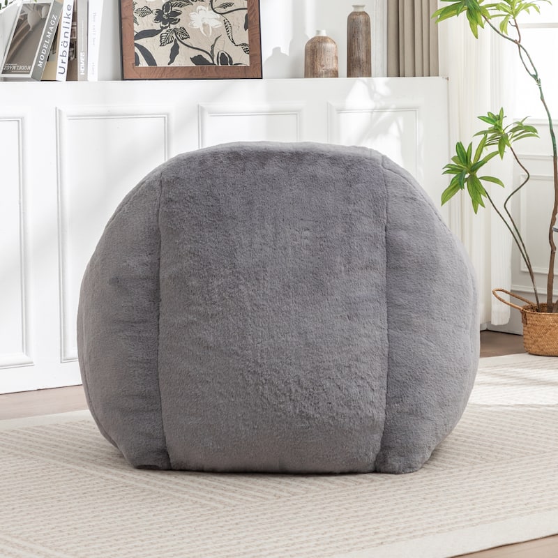 Comfy Bean Bag Sofa With Back Support, Faux Fur Bean Bag Chair For Adults And Kids