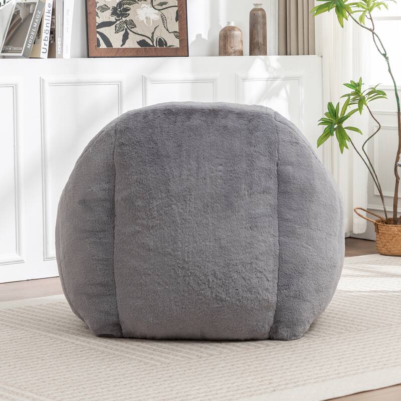 Faux Fur Bean Bag Chair with Back Support & Footstool - Comfy Floor Sofa for Adults & Kids, Living Room, Bedroom (2 Options)