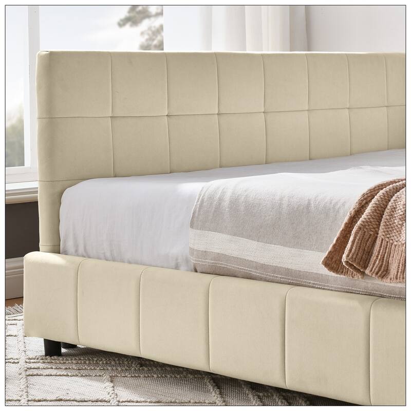 Full Size Upholstered Tufted Bed Frame for Bedroom