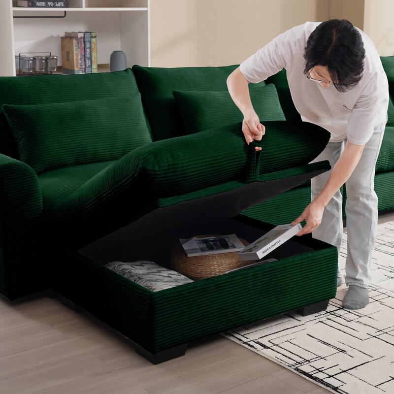 GDFStudio - Marlow Corduroy Fabric Ottoman with Storage