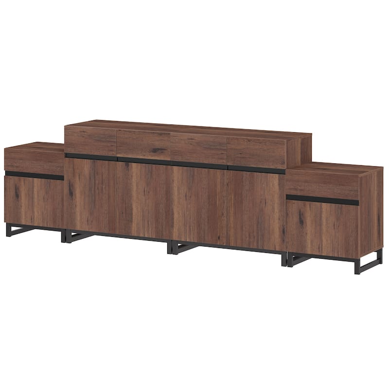 Modern TV Stand for TVs up to 70 Inches, 4-in-1 Entertainment Console with Storage Cabinets and 2 End Table, Media Cabinet