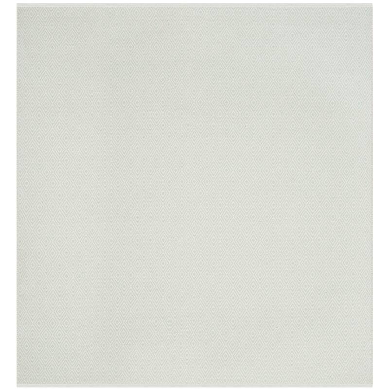 SAFAVIEH, Handmade Flatweave Montauk Brice Casual Cotton Rug - 6' Square - Ivory/Foam Green
