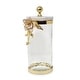 preview thumbnail 1 of 1, Hammered Glass Canister with White Enamel and Gold Leaf Flower, Marble Lid with Gold knob (3 sizes) Large