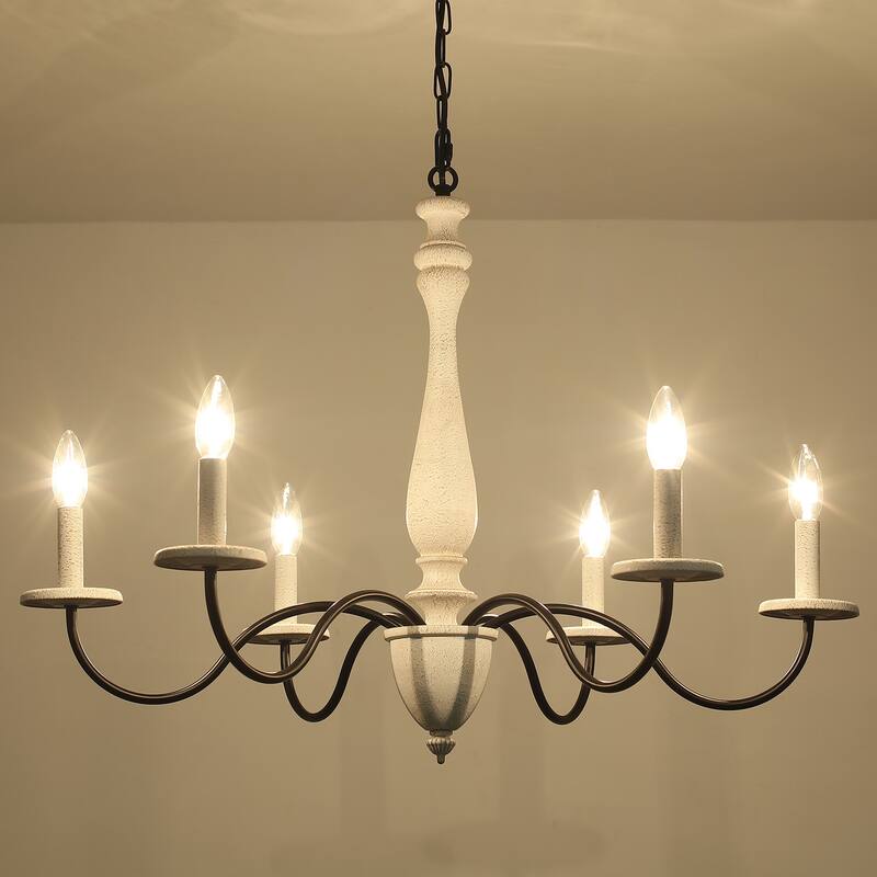 6-Light Rustic Farmhouse Chandelier Light for Bedroom Foyer Living Room