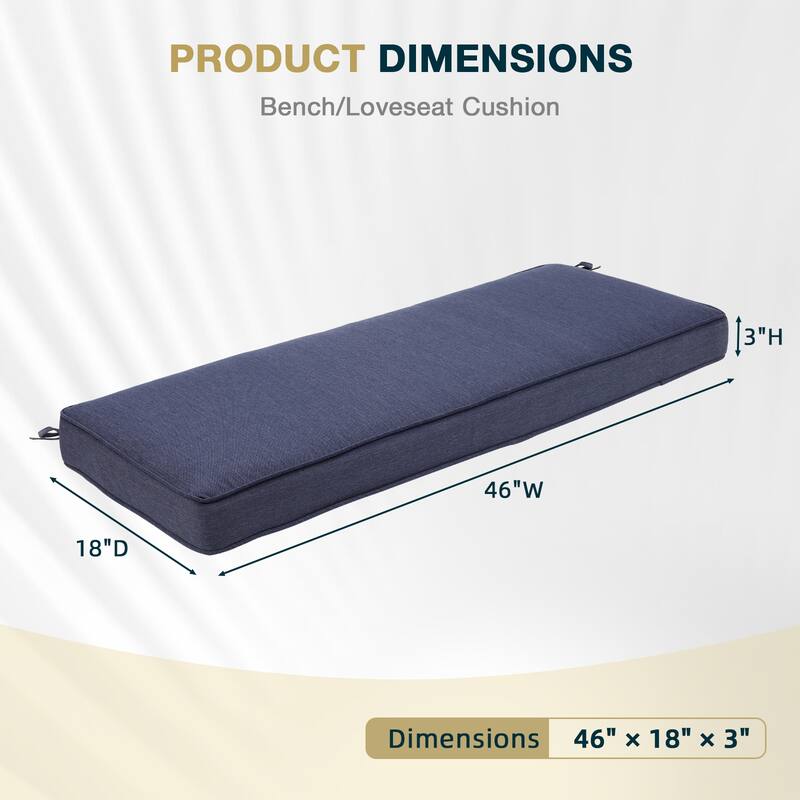 Aoodor Patio Furniture 46" x 18" x 3.1" Outdoor Bench Cushion