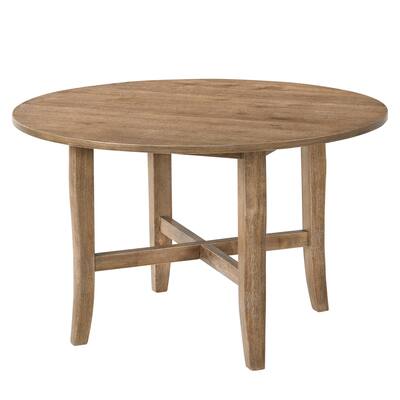 Dining Table Wooden Dining Room Table Round Leg Table, Rustic Oak
