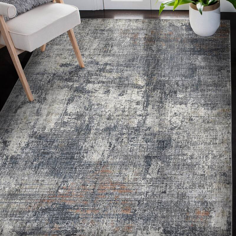 Magi Veronica Modern Abstract Polyester Area Rug - 9'10" x 13'1" - Gray