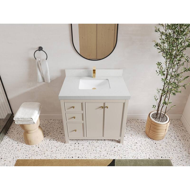 Willow Collections 36 in. W x 22 in. D Chicago Center Sink Right Bathroom Vanity with Countertop