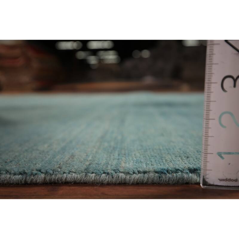 Aqua Blue Gabbeh Modern Area Rug Handmade Wool Carpet - 6'6" x 9'7"