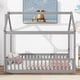 preview thumbnail 35 of 48, Twin Size Solid Wood House Bed with Guardrails for Toddlers