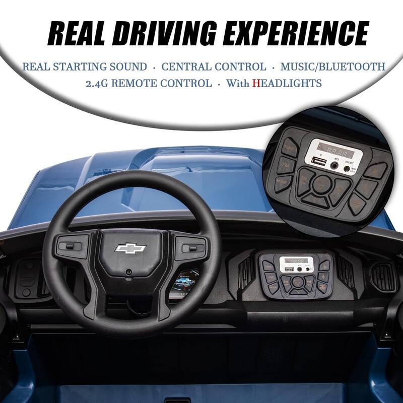 Baby Car 24V 2-Seater Truck Licensed Chevrolet Silverado Ride On Toy w/Parent Remote Control