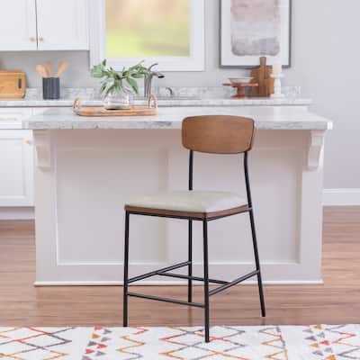Lowrey Metal Faux Leather 25-Inch Counter Stool