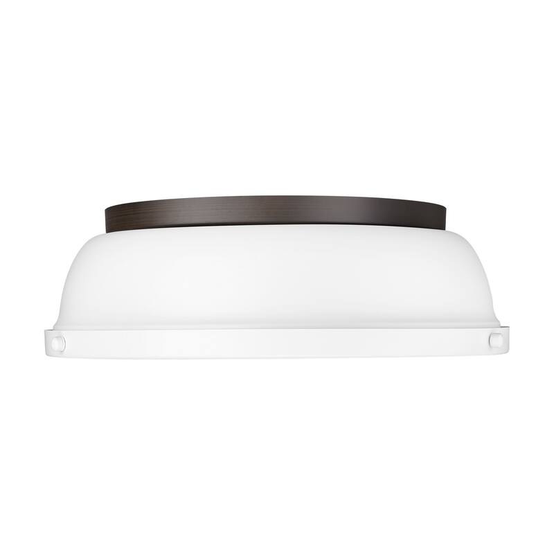 Yep by Golden Lighting Duncan 2-light Flush Mount in Rubbed Bronze and Matte White shade