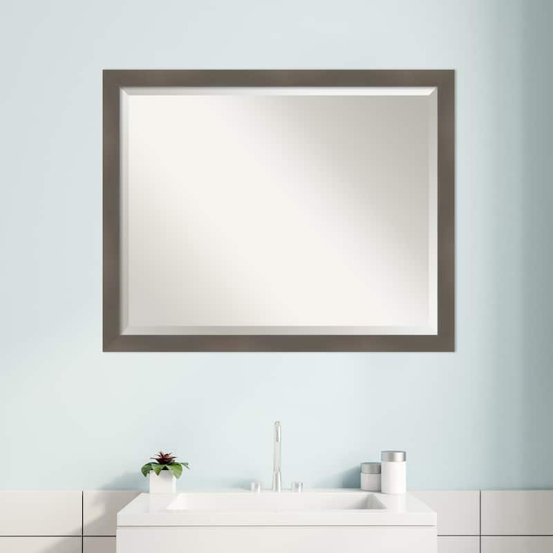 Edwin Beveled Wood Framed Bathroom Vanity Wall Mirror