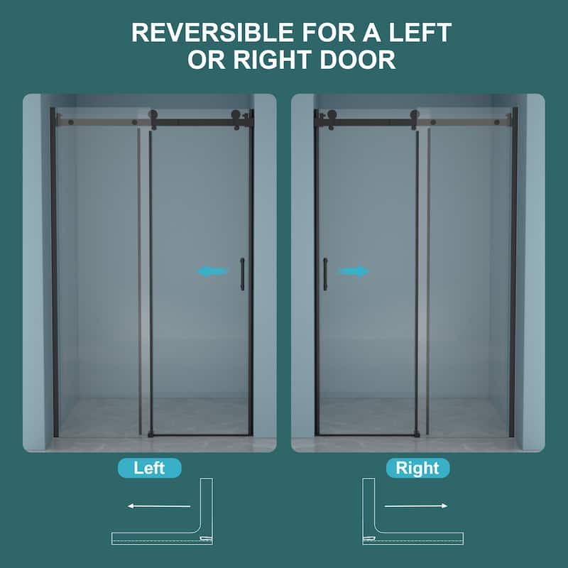 48"W x 76"H Single-Slide Shower Door - 8mm Tempered Glass with 304 Stainless Steel Frame