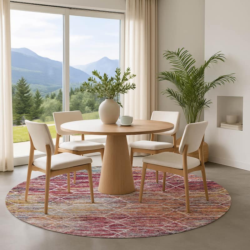 Premium Washable Super Soft Geo Abstract Mayfield Rug - Pink - 8' x 8'