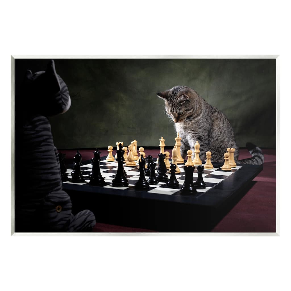 Stupell Cats Playing Chess Wall Plaque Art Design by Jonathan Casey