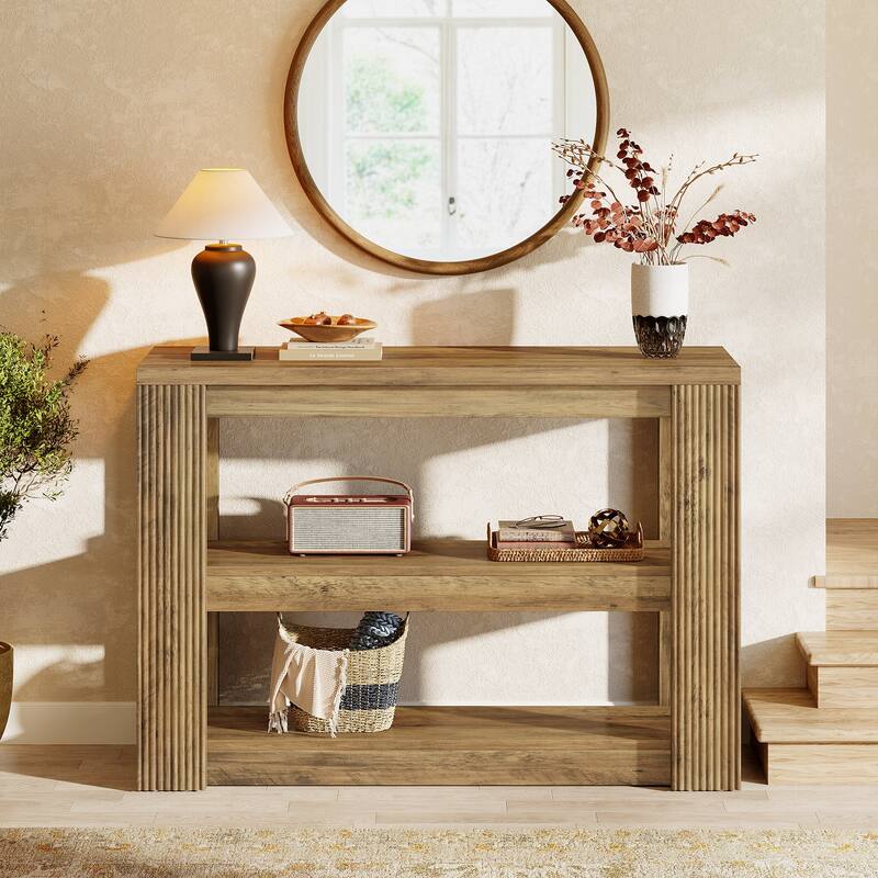 3-Tier Farmhouse Entryway Table with Storage Shelves - 41.34" L x 11.81" W x 31.5" H