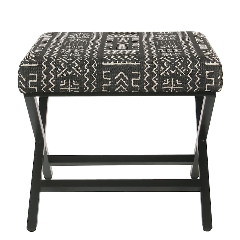 Porch & Den Birchaire Onyx Upholstered Metal Ottoman