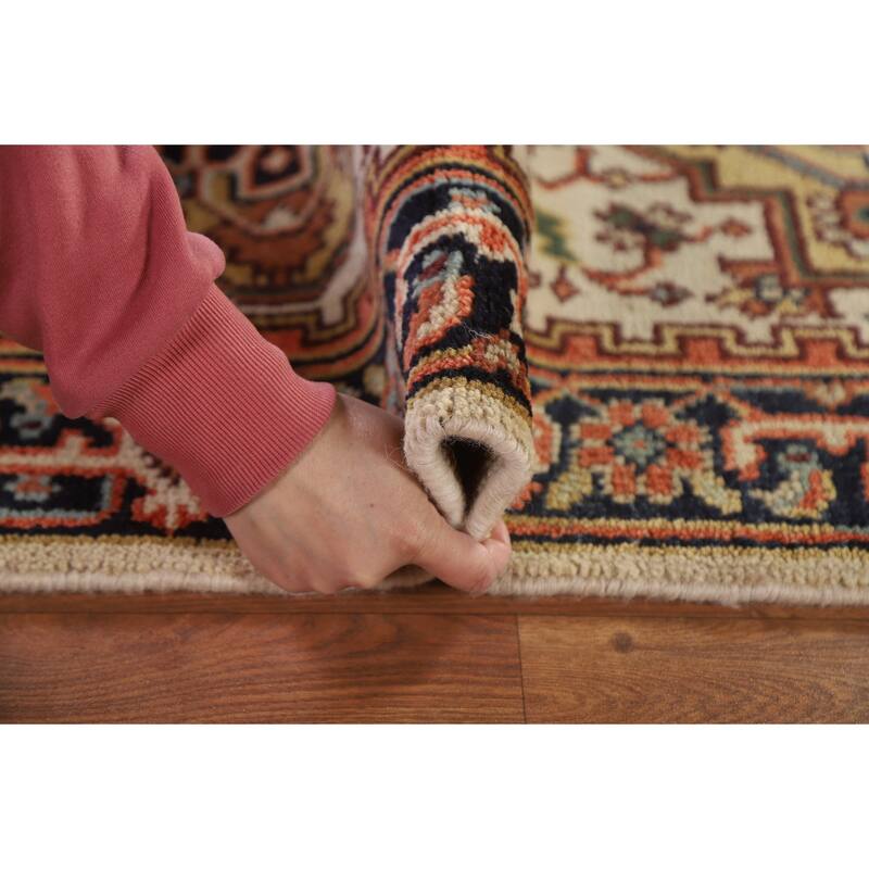 Heriz Serapi Indian Runner Ivory Rug Wool Hand-knotted - 2'7" x 10'1"