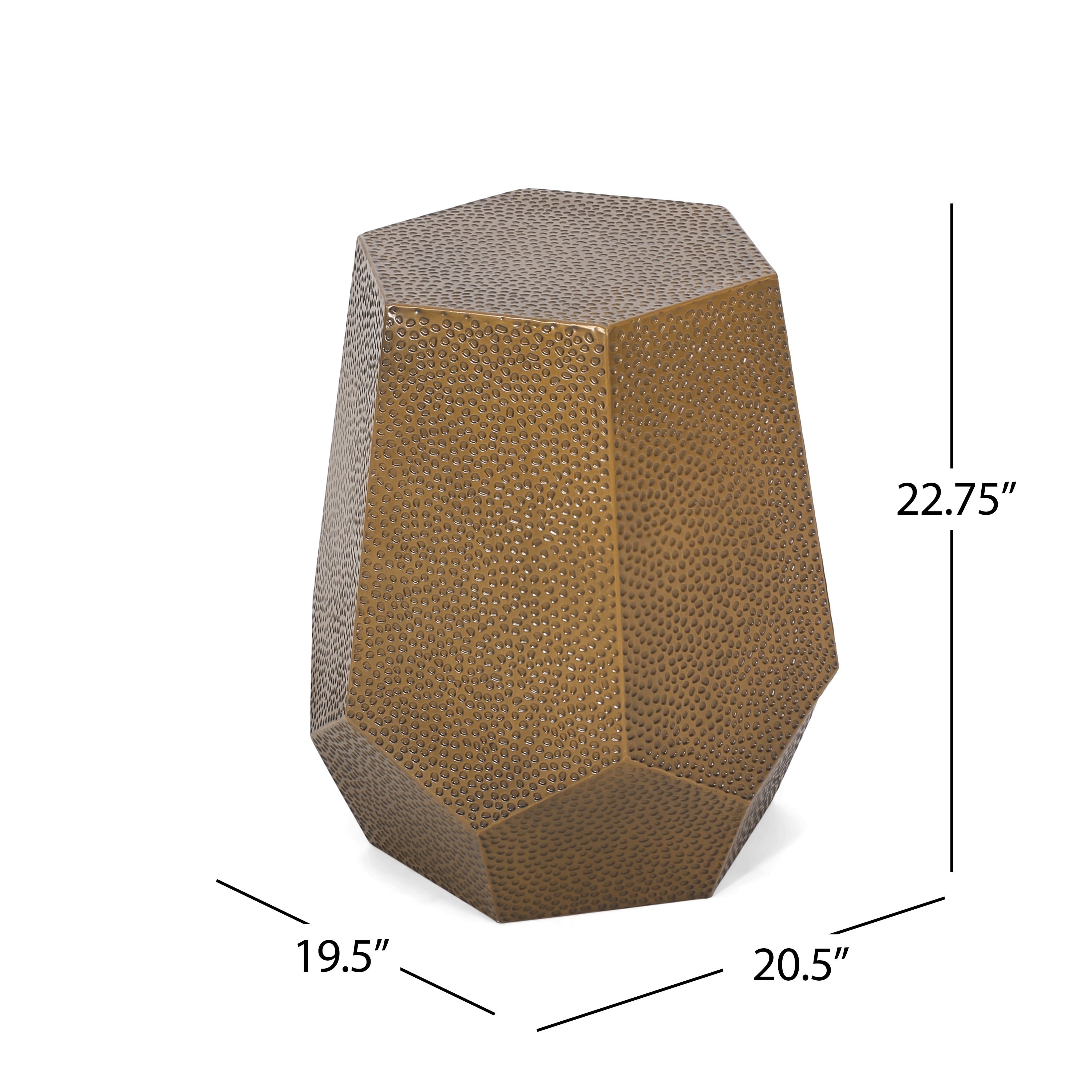 Hammered Iron Geometric Side Table by Christopher - Pamsha Design  -image