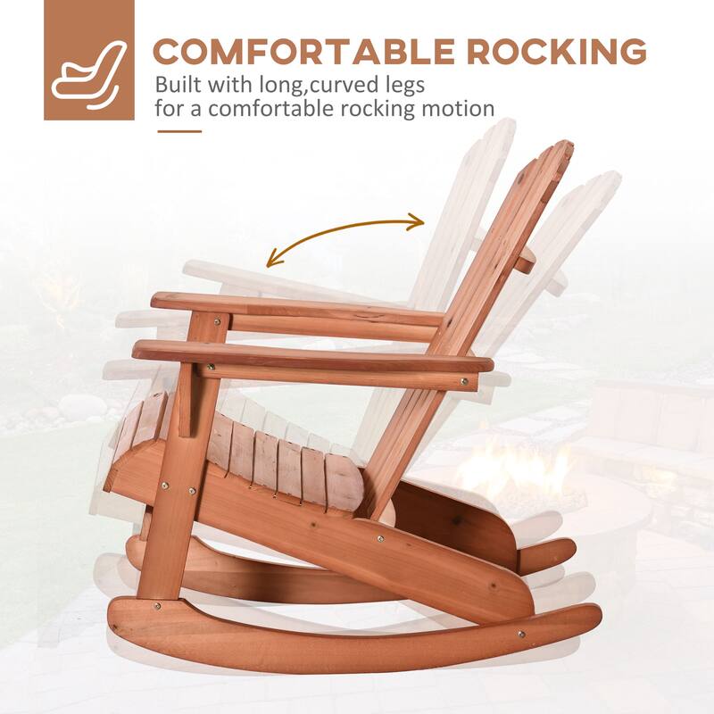 Fir Wood Outdoor Rocking Chair Ergonomic Comfortable Porch Balcony Backyard Chair - 30.25" L x 37" W x 38.25" H