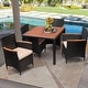 preview thumbnail 4 of 8, Lacoo PE Wicker/ Acacia Wood Outdoor Patio Dining Set 5-Piece Sets
