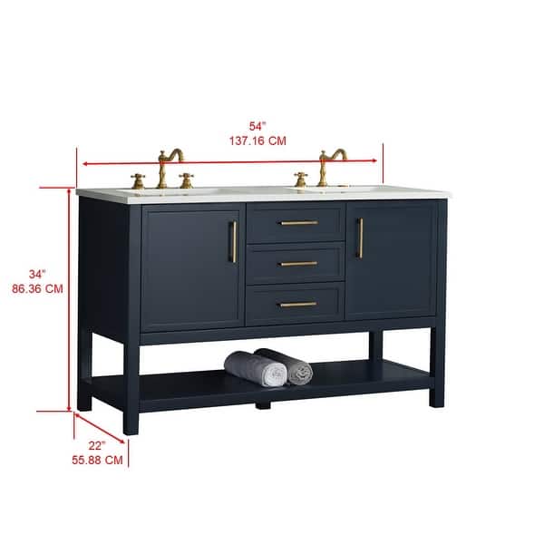 dimension image slide 3 of 4, Sudio Design Arlo 54" Double Bathroom Vanity - 54" Double Sink