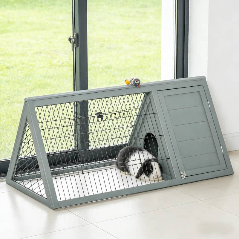 Small Animal Cage Rabbit Hutch,A-Frame Wooden Pet House