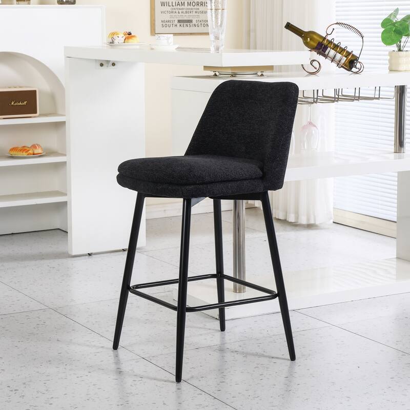 Counter Height Swivel Bar Stools Set of 2, 360°Swivel Upholstered Barstools with Back and Metal Legs, Counter Stools