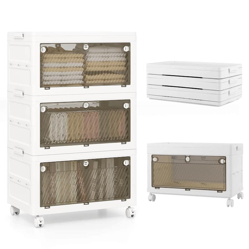Costway 3/4-Tier Stackable Storage Bins 33-gal Collapsible Storage