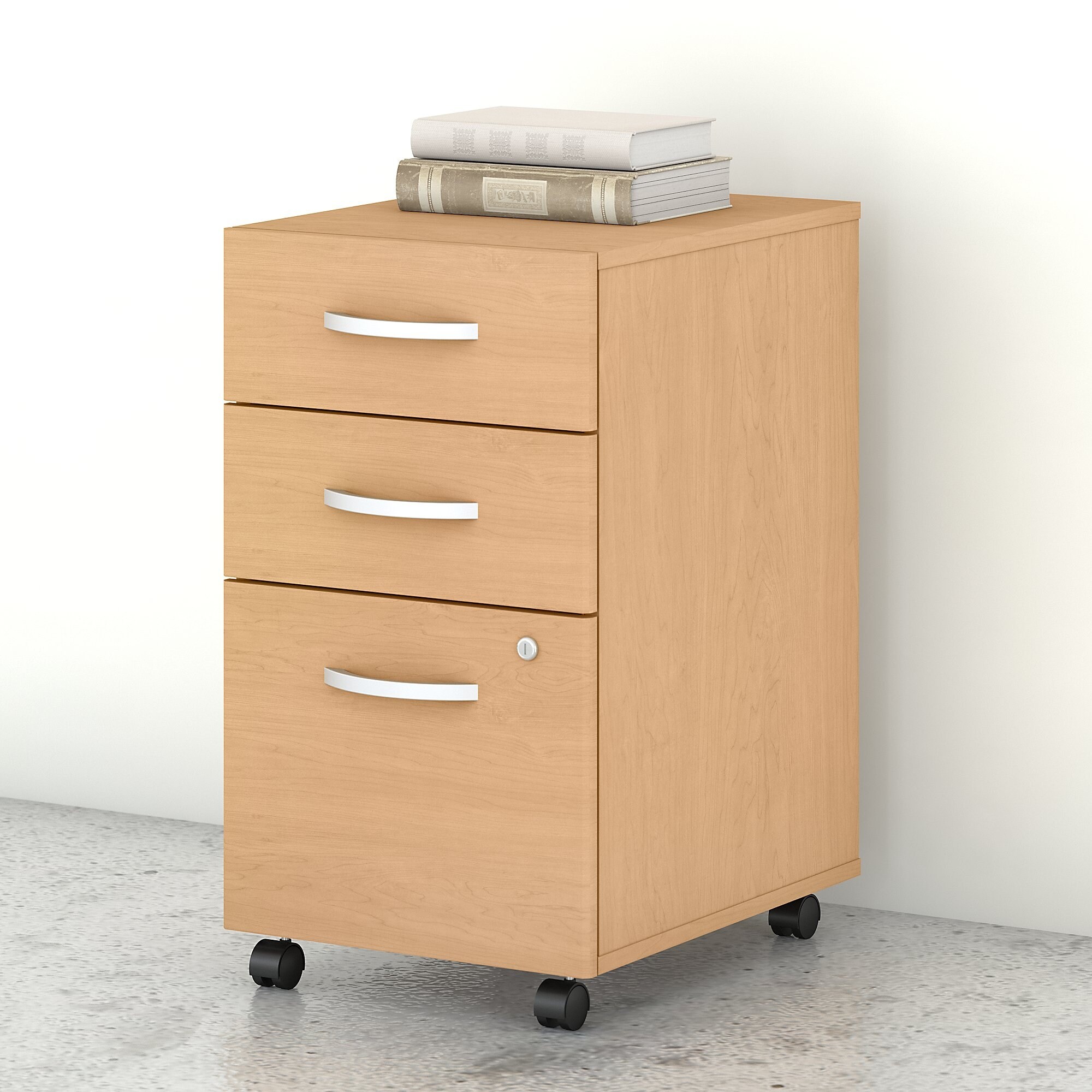 Bush Business Furniture Series C 3 Drawer Mobile File Cabinet in Light Oak