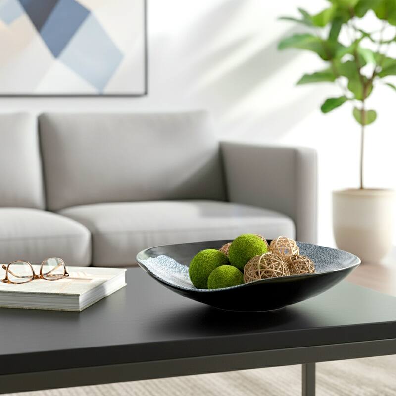 Decorative Ceramic Pebble Inspired Pattern Bowl - Black - 18" x 17" x 6"