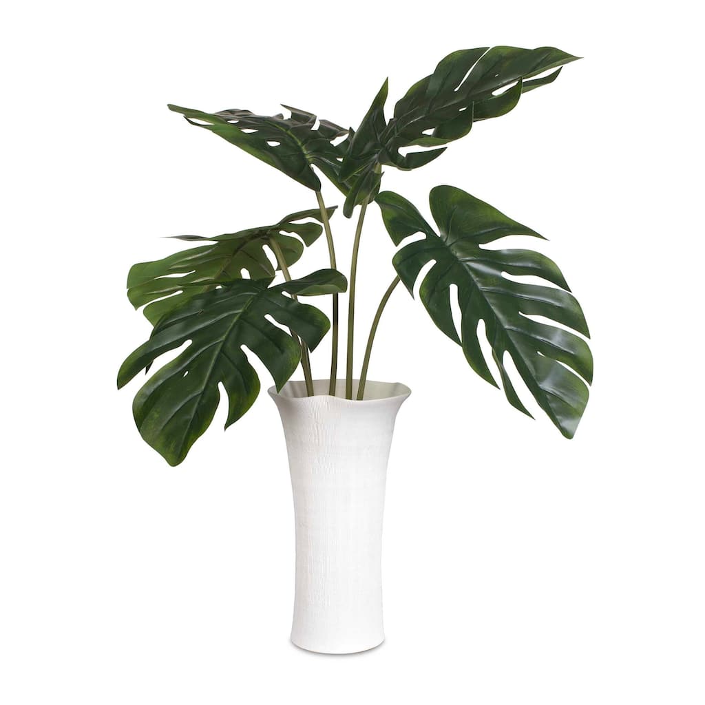 Uttermost Muse Monstera White Vase Centerpiece - 36.00" W x 36.00" H x 36.00" D