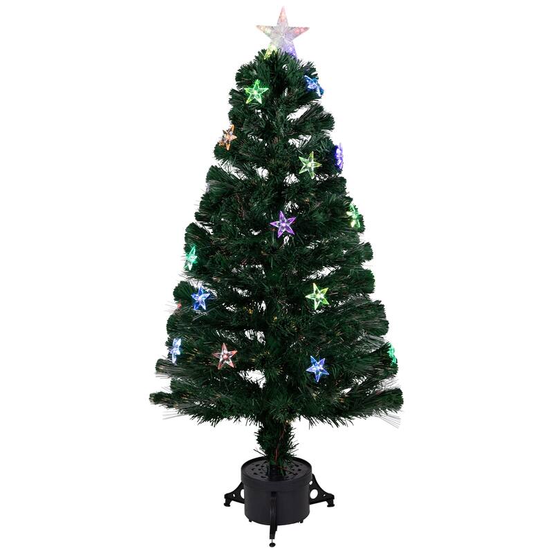 Pre-Lit Color Changing Fiber Optic Artificial Christmas Tree with LED Stars - 3' - Multicolor Lights - 3 Foot