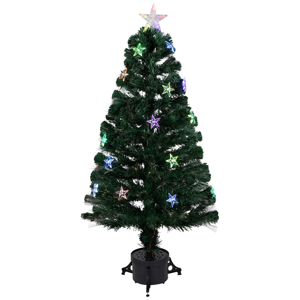 Pre-Lit Color Changing Fiber Optic Artificial Christmas Tree with LED Stars - 3' - Multicolor Lights - 3 Foot