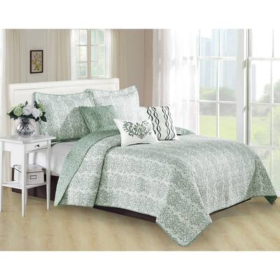 Serenta 6 Piece Mayfair Printed Microfiber Quilts Coverlet Set
