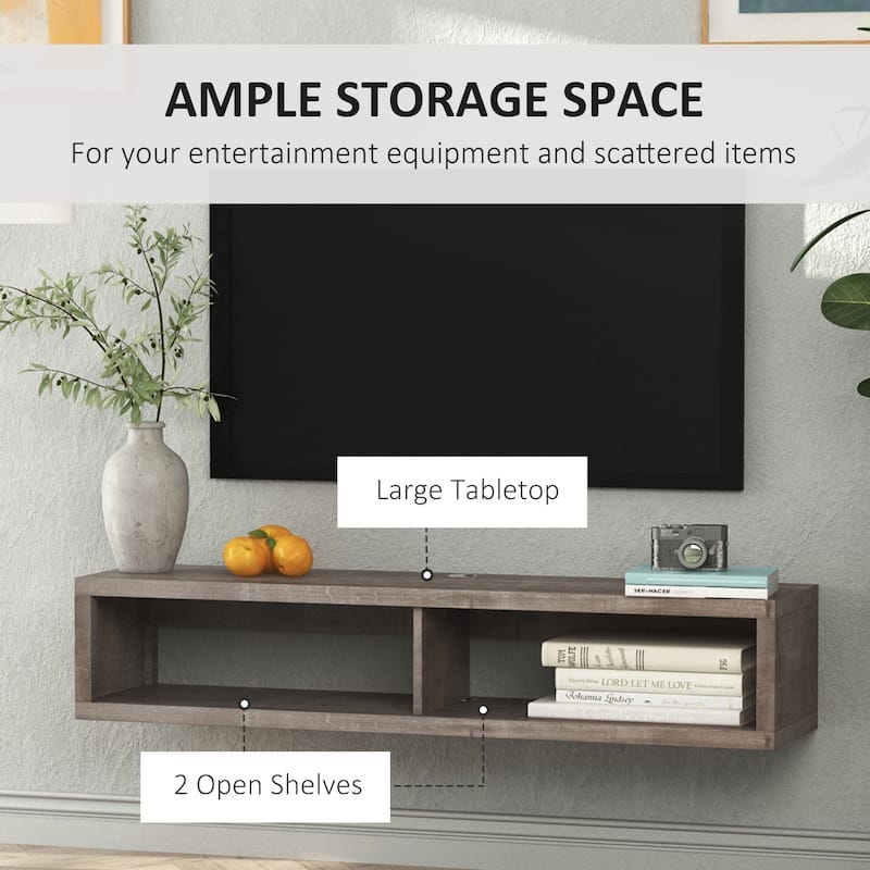 Wall Mounted TV Stand, Media Console Floating Storage Shelf - Dark Gray