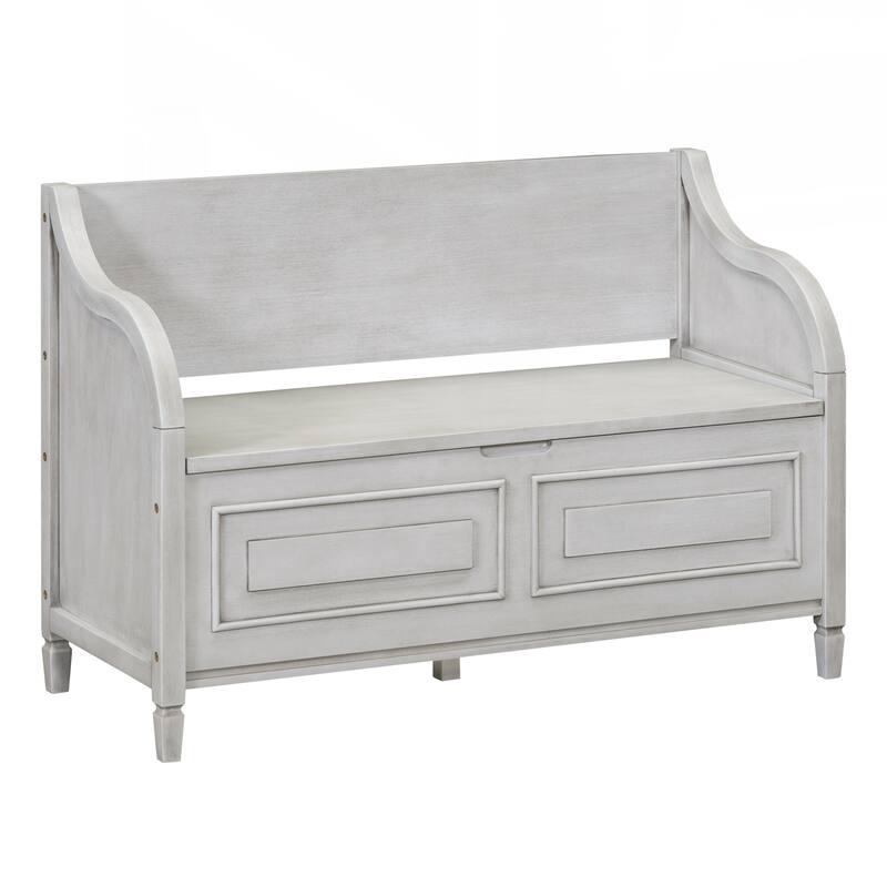Rustic Style Solid wood Entryway Multifunctional Storage Bench with Safety Hinge